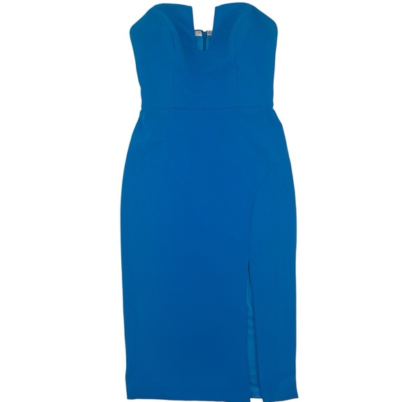 Aqua Strapless Turquoise Midi Sheath Dress – Size 4 – NWT – $238 Retail – Read - Picture 4 of 13